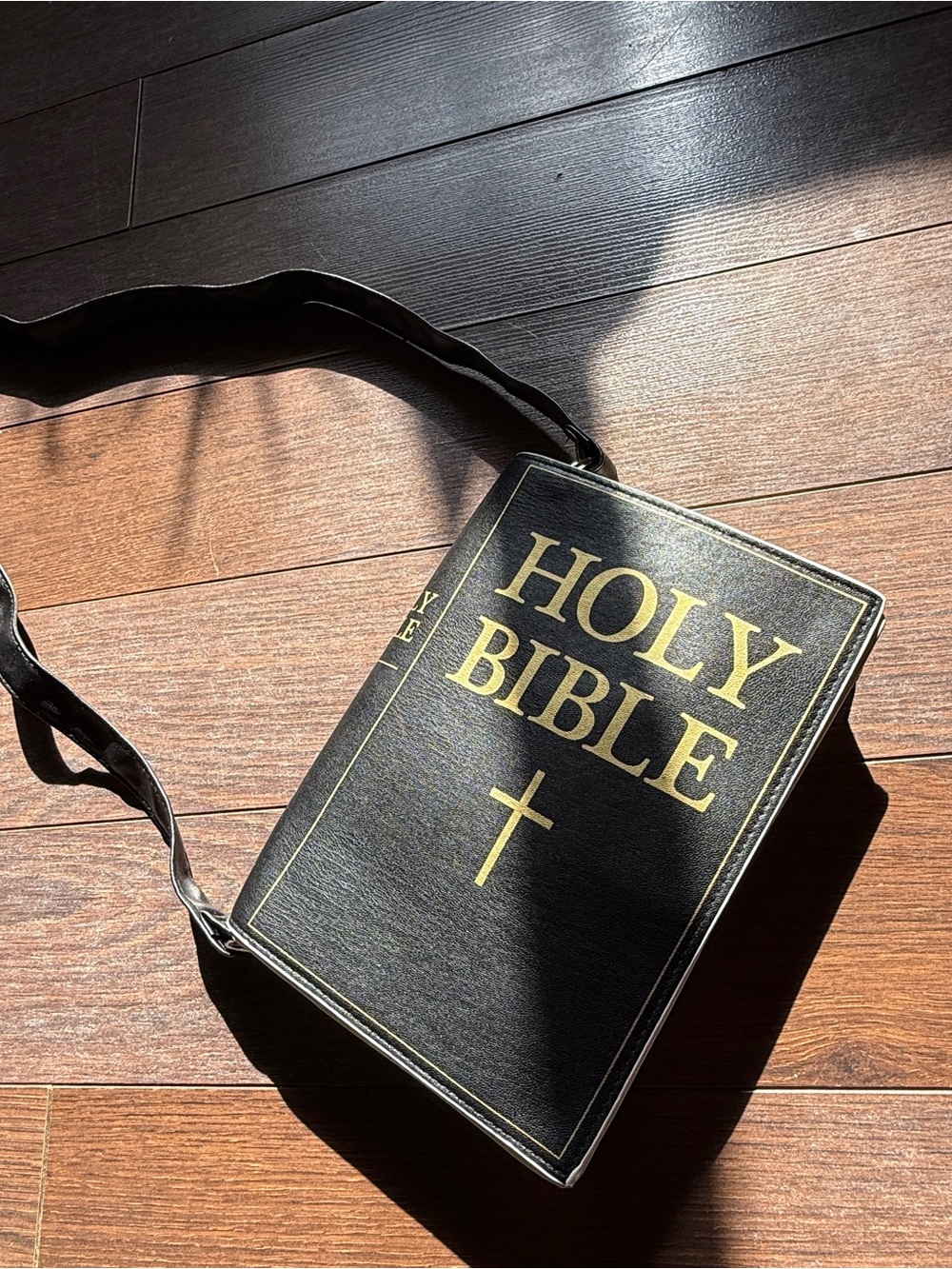 Holy Bible Structured Crossbody Purse Black Gold